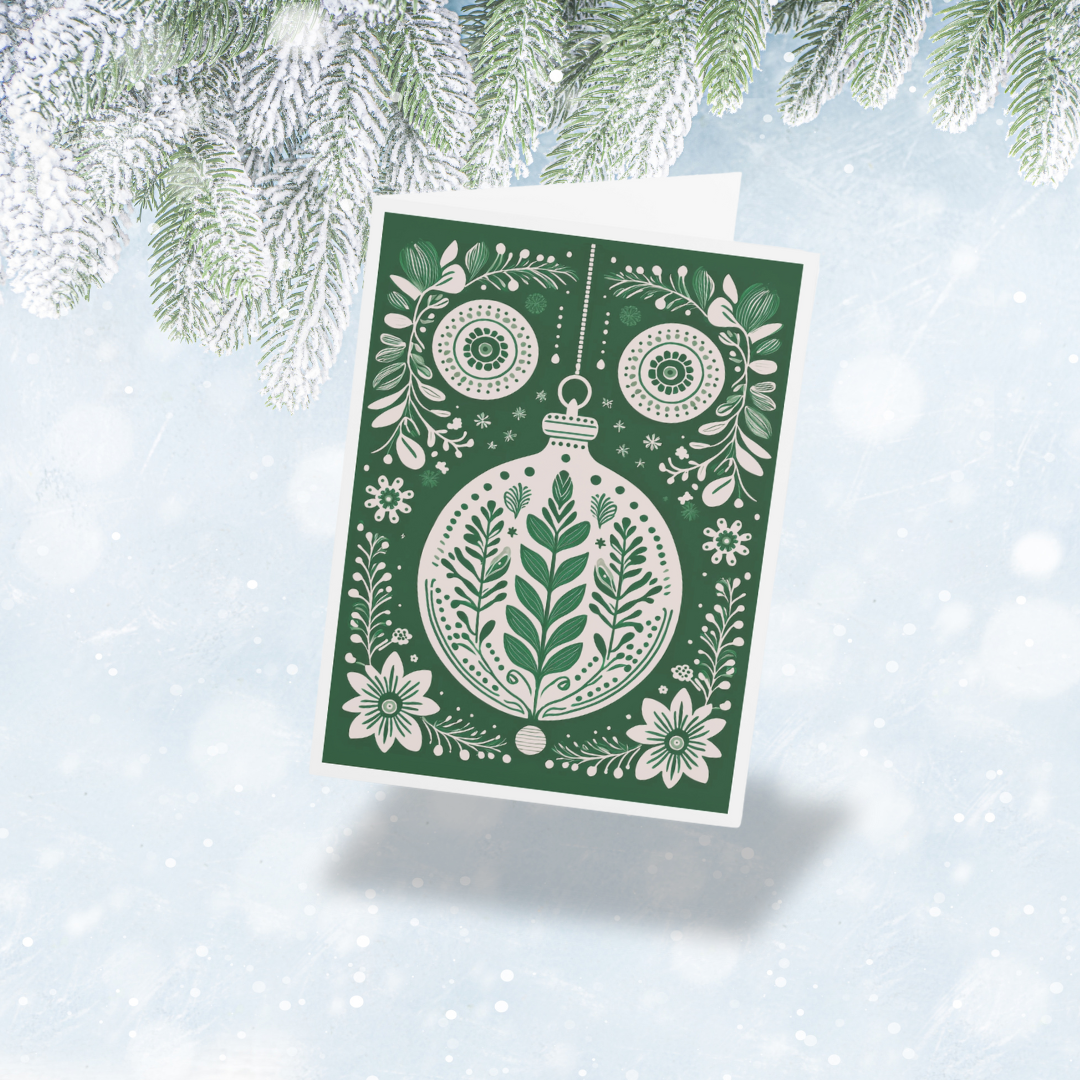Christmas Card – Festive Folk (Green)