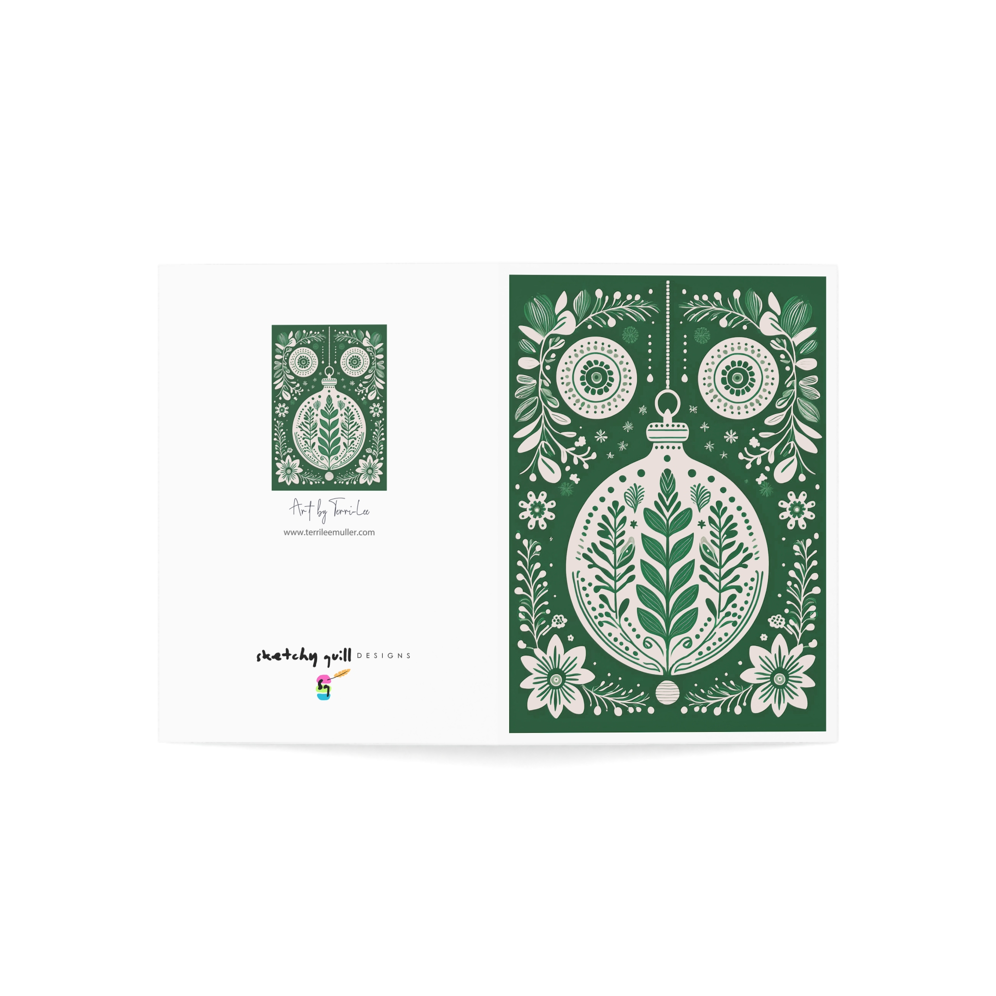 Christmas Card – Festive Folk (Green) - Image 4